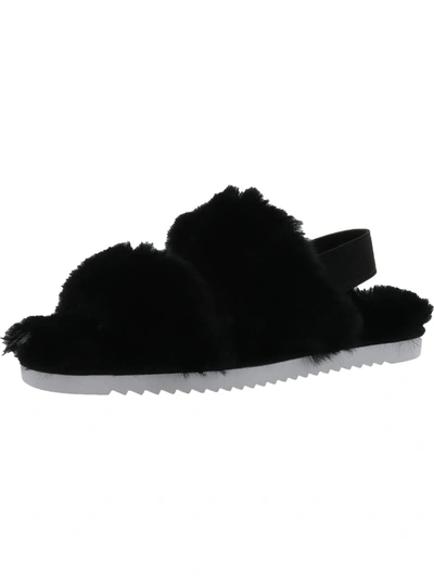 Dolce Vita Pattel Womens Faux Fur Open Toe Slingback Sandals In Black