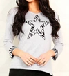 ANGEL 3/4 STAR SLEEVE V-NECK SWEATER IN SILVER