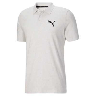 Puma Essentials Men's Heather Polo Shirt In White Heather