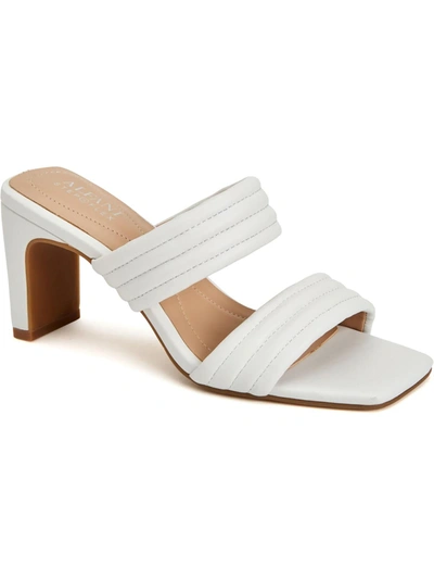 Alfani Stantonn Womens Leather Strappy Block Heels In White