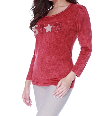 Angel Star Stonewash Pullover In Cranberry In Red