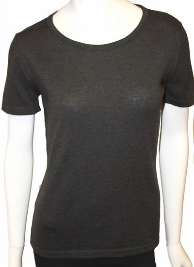 ANGEL SHORT SLEEVE CREW-NECK SHELL TOP IN CHARCOAL