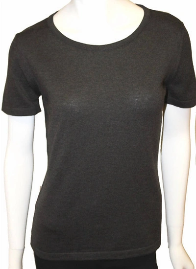 Angel Short Sleeve Crew-neck Shell Top In Black