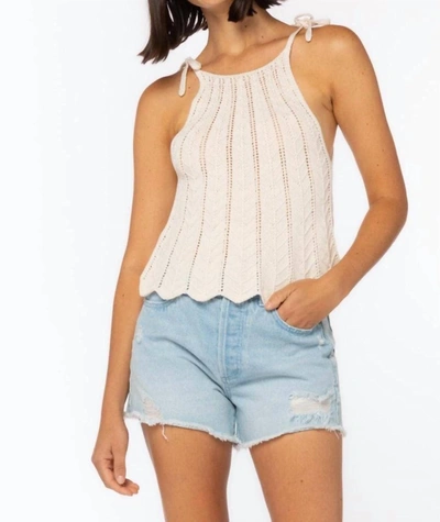 Velvet Heart Crochet Knit Halter Top In Ivory In Beige