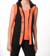 Angel Color-blocked Hooded Vest In Black/orange In Orange