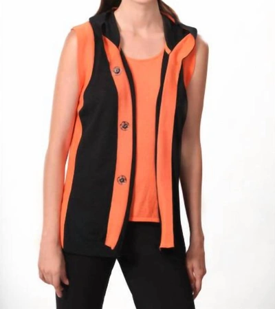 Angel Color-blocked Hooded Vest In Black/orange