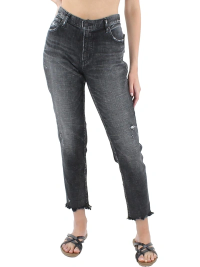 Moussy Vintage Checotah Skinny Jeans With Chewed Hem In Black