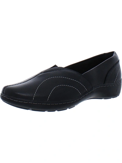 Clarks Cora Braid Womens Leather Slip On Loafers In Black