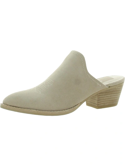 Dolce Vita Shiloh Womens Leather Cowgirl Mules In White