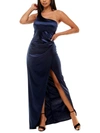 Emerald Sundae Juniors Womens Satin Long Evening Dress In Blue
