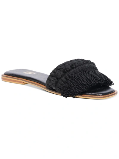 Silvia Cobos Candy Fringe Womens Flat Fringe Slide Sandals In Black