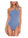 BECCA BY REBECCA VIRTUE PUCKER UP WOMENS ONE-SHOULDER BACK TIE ONE-PIECE SWIMSUIT