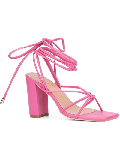 New York And Company Dena Womens Square Toe Ankle Tie Heels In Pink