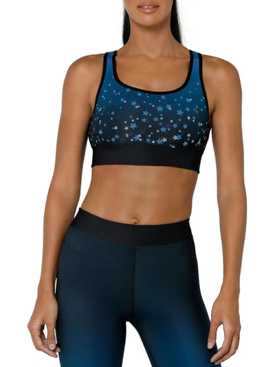 Cor Designed By Ultracor Womens Stars Fitness Sports Bra In Blue
