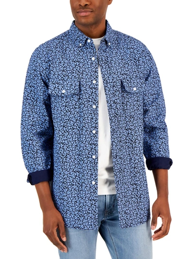 Club Room Mens Floral Point-collar Button-down Shirt In Multi