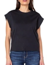 EARNEST SEWN WOMENS RIBBED TRIM CROPPED T-SHIRT