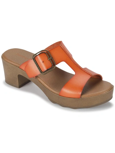 Baretraps Gwenney Womens Open Toe Slip On Slide Sandals In Orange