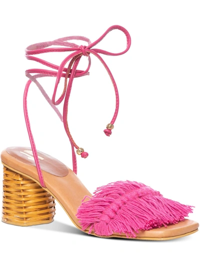 Silvia Cobos Canasto Fringe Womens Leather Dressy Heels In Pink