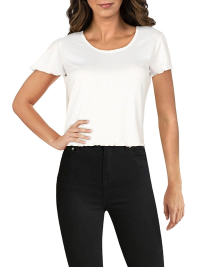 Full Circle Trends Womens Ribbed Short Sleeved Crop Top In White