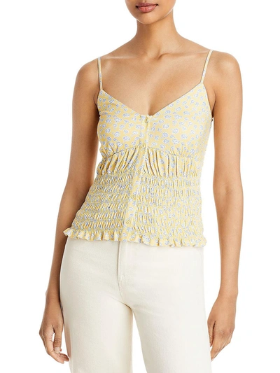 French Connection Womens Printed Smocked Tank Top In Gold