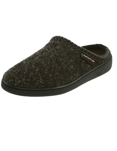 Haflinger Men's Classic Hardsole Slipper In Earth Speckle In Black