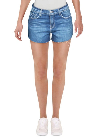 L Agence Audrey Womens Whisker Wash Raw Hem Cutoff Shorts In Blue