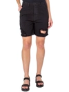Earnest Sewn Womens Frayed Hem Midi Cutoff Shorts In Black