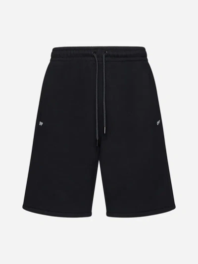 Off-white Off Stamp Skate Cotton Sweat Shorts In Black,white