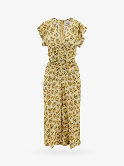 Isabel Marant Lyndsay Ruched Floral Print Midi Dress In Yellow