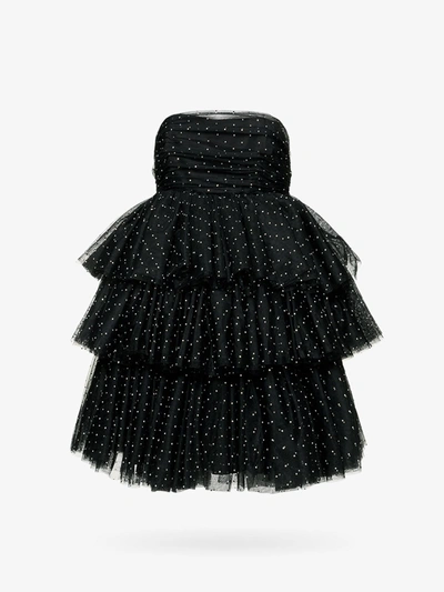 Rotate Birger Christensen Mesh Ruffle Mini Dress In Black