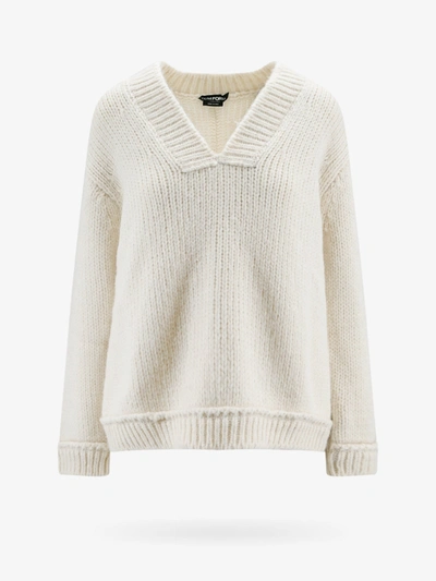 Tom Ford D Wool Sweater In White