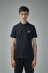 Stone Island Logo-patch Short-sleeved Polo Shirt In Black