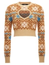 DSQUARED2 HEART VINTAGE SHETLAND SWEATER, CARDIGANS BEIGE