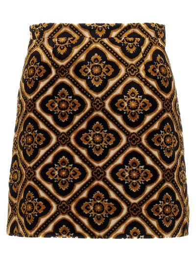 Etro Jacquard Velvet Skirt In Brown