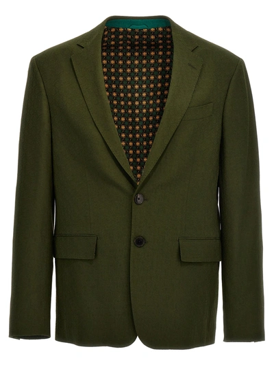 Etro Jacquard Wool Blazer Jacket In Green