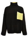 JW ANDERSON LOGO EMBROIDERY TWO-COLOR SWEATER SWEATER, CARDIGANS MULTICOLOR