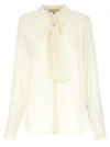 MICHAEL KORS PUSSY BOW BLOUSE SHIRT, BLOUSE BEIGE