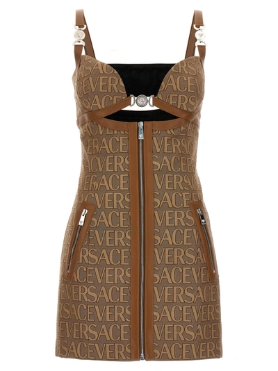 VERSACE VERSACE ALLOVER DRESSES BEIGE