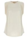 Michael Kors Pleated Sleeveless Round Neck Tops