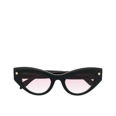 Alexander Mcqueen Cat Eye Plain Sunglasses In Black