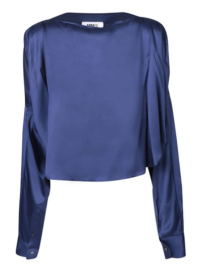 Mm6 Maison Margiela Satin Finish Blouse In Blue