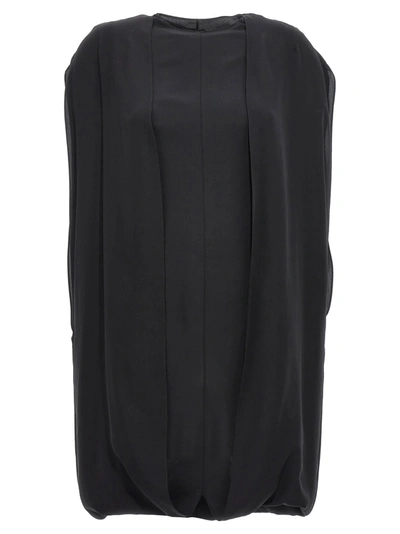The Row Draped Silk Mini Dress In Black