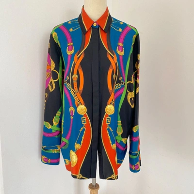 Pre-owned Versace Silk Printed Long Sleeve Shirt