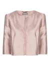 Alberta Ferretti Cropped Satin Jacket In Pink & Purple
