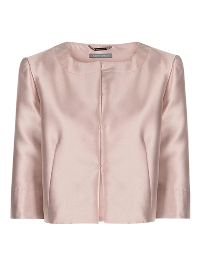 Alberta Ferretti Cropped Satin Jacket In Pink & Purple