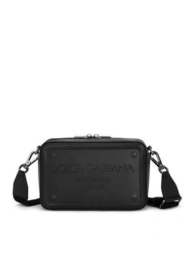 Dolce & Gabbana Embossed Shoulder Bag In Black