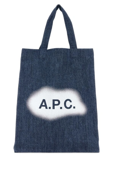 Apc A.p.c. Unisex Blue Denim Lou Shopping Bag