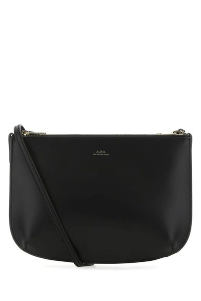 APC A.P.C. WOMAN BLACK LEATHER SARAH CROSSBODY BAG