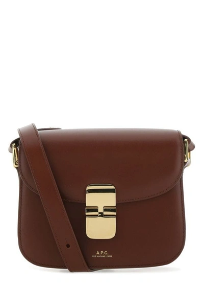 Apc A.p.c. Woman Brown Leather Grace Mini Crossbody Bag