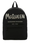 ALEXANDER MCQUEEN ALEXANDER MCQUEEN MAN BLACK CANVAS METROPOLITAN BACKPACK